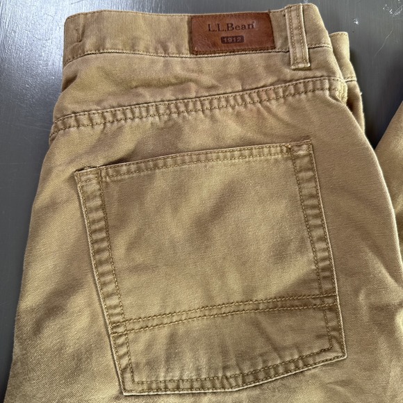 LL Bean Mens Work Pant Cotton 35x33 Canvas Caramel Color‎ Farm Worksite Fishing - Picture 2 of 9